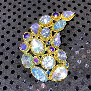 Vintage Jewelry Stunning AB Aurora Borealis Rhinestone Paisley Statement Brooch